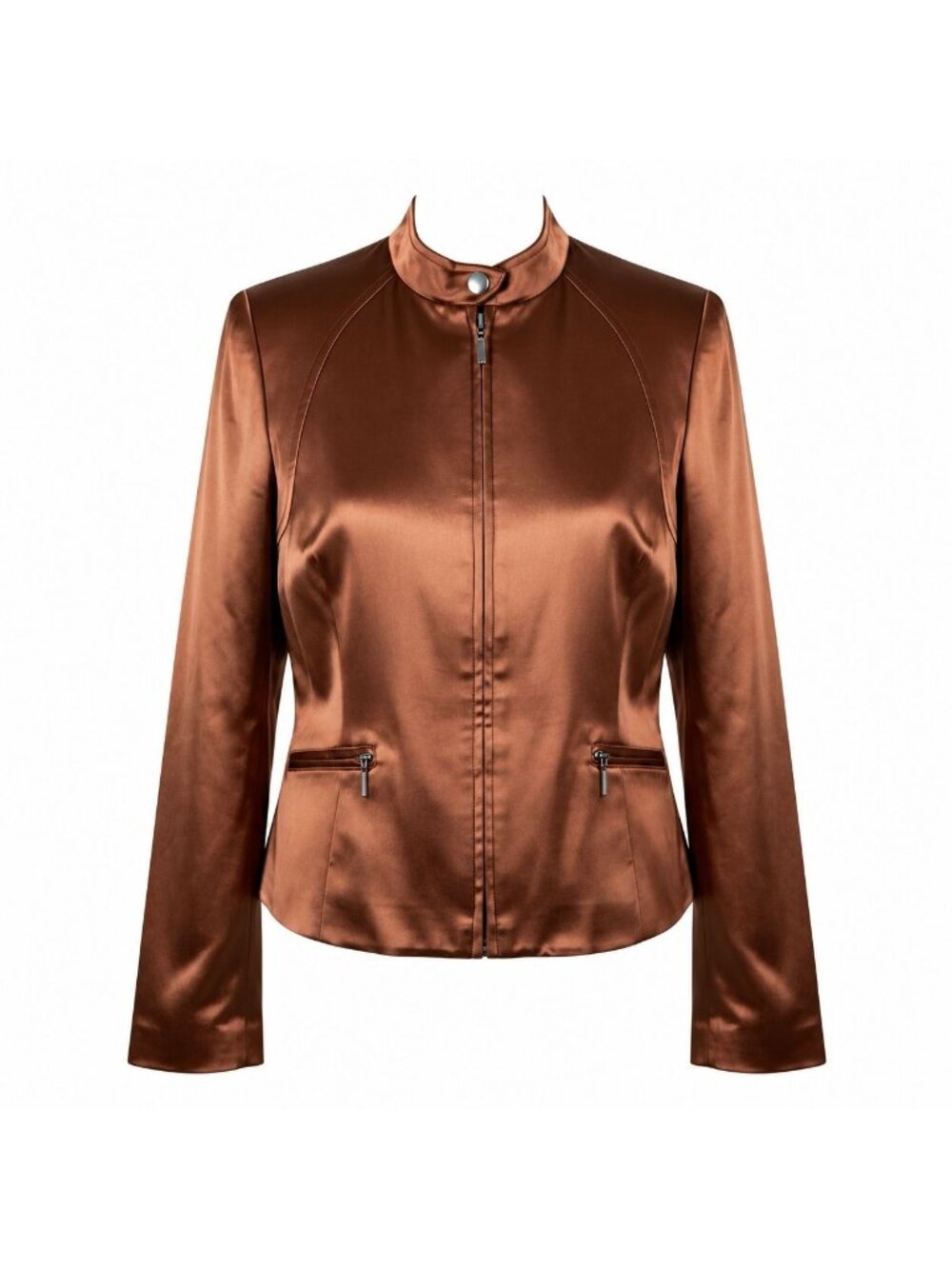 Elliott Lauren Womens Brown Zip-Front Jacket Stylish Lightweight Size 6
